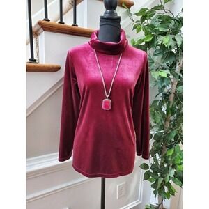 The Tog Shop Women's Burgundy Polyester Long Sleeve High Neck Top Shirt Size PM